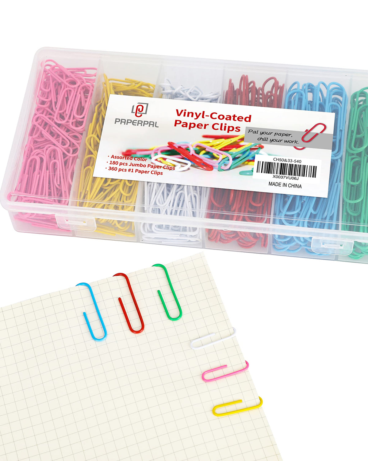 PAPERPAL Paperclips for Office School & Personal Use, #1 Nonskid Paper Clip (1-2/7"), 2000 Medium Paper Clips (20 Boxes of 100 Each), Silver