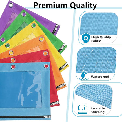 Forvencer 6 Pack Pencil Pouches for 3 Ring Binder, Smooth Zipper Pencil Bag