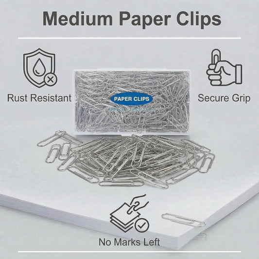 400 Pcs Medium Paper Clips,1.3 inch Metal Paper Clip for Office, School.