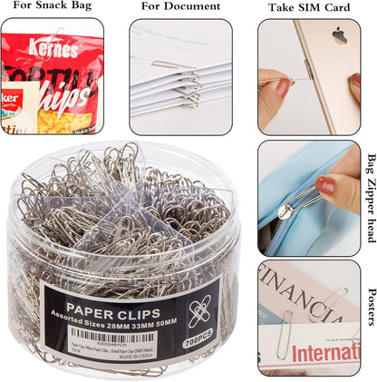 Wakawaga 700pcs Paper Clips Assorted Sizes Large (700PCS)