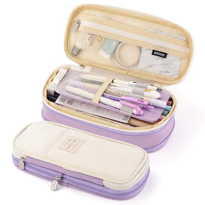 EASTHILL Big Capacity Pencil Pen Case Office College School Large Storage High Capacity Bag Pouch Holder Box Organizer Blue (Cyan)