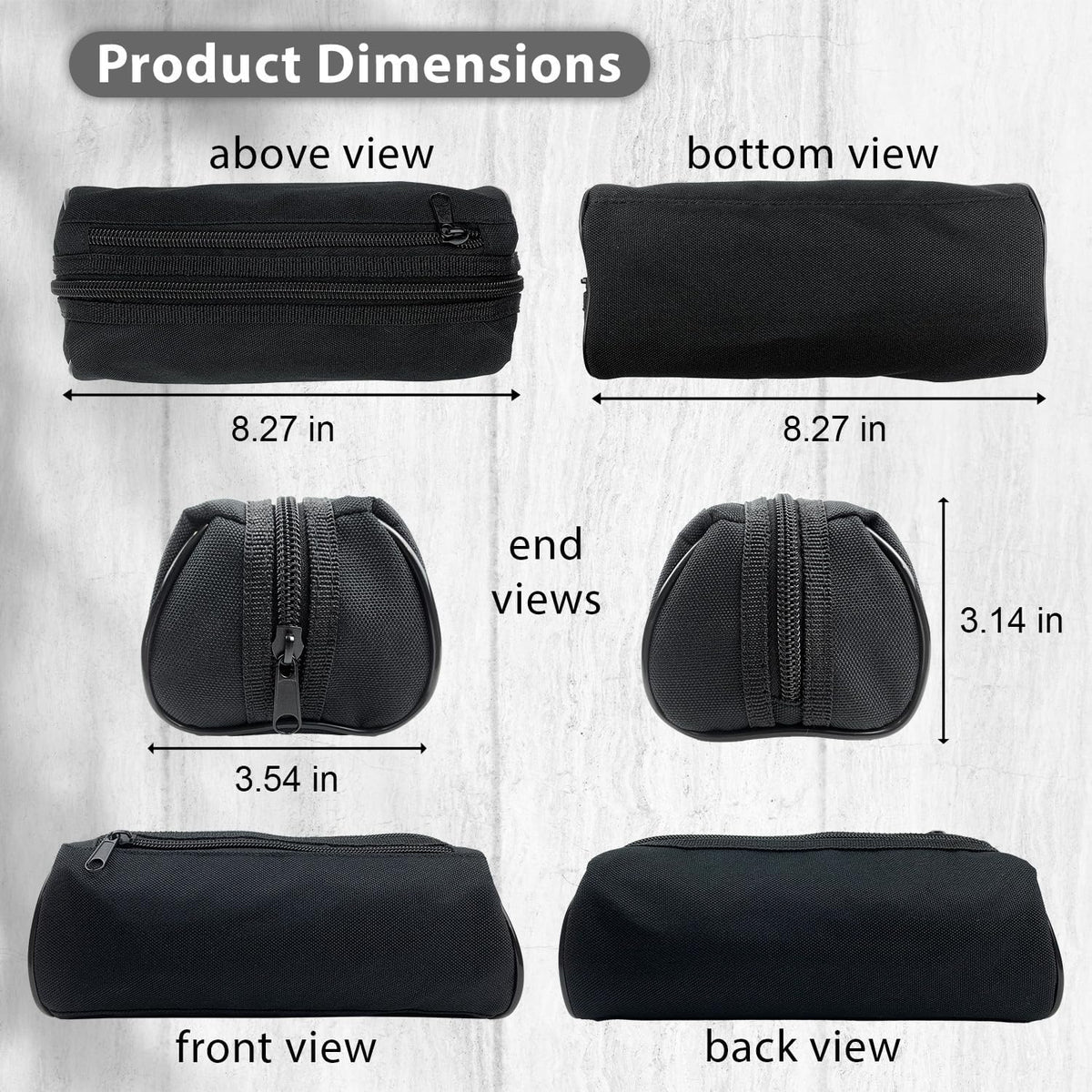 Fashion Stationery Black Pencil Case, Large Capacity, 2 Compartments