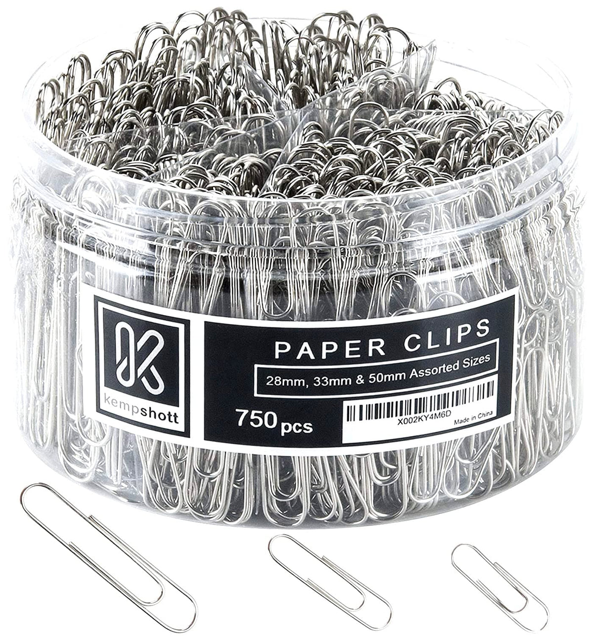 Kempshott 250 Large Paper Clips Smooth, Jumbo Paper Clips for Paperwork Ideal for Home, School and Office Use (Large, Silver)