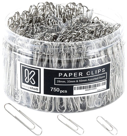 Kempshott 250 Large Paper Clips Smooth, Jumbo Paper Clips for Paperwork Ideal for Home, School and Office Use (Large, Silver)