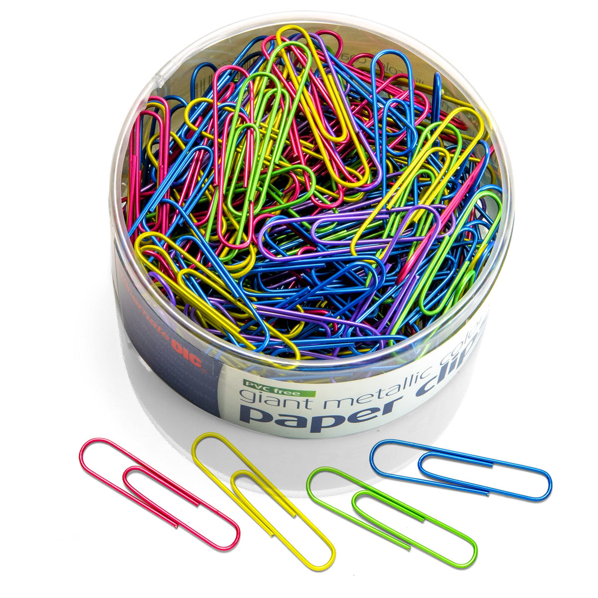 Officemate PVC Free Color Coated Paper Clips, 450 Per Tub Office Paper Clamp (97229)