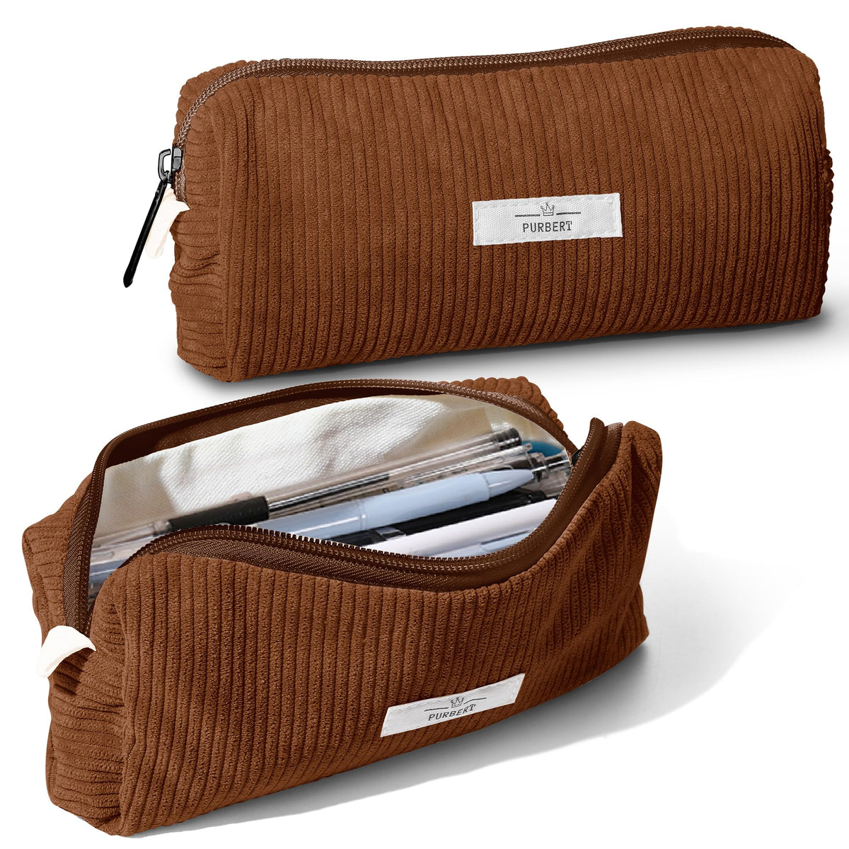 Soft Corduroy Pencil Case Pouch - Small Stationery Pen Bag Apricot