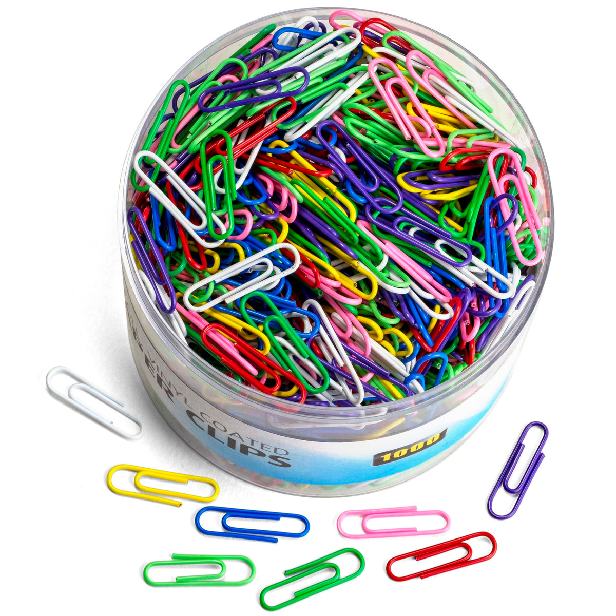Officemate PVC Free Color Coated Paper Clips, 450 Per Tub Office Paper Clamp (97229)