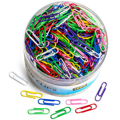 Officemate PVC Free Color Coated Paper Clips, 450 Per Tub Office Paper Clamp (97229)