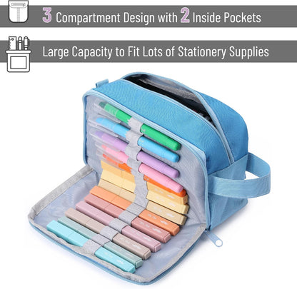Mr. Pen- High Capacity Pencil Case, Large Pencil Pouch with 3 Compartments and 2 Pockets, Large Pencil Bag with Smooth Zipper, Cute Pencil Case Pouch Organizer, School Supplies for Teens