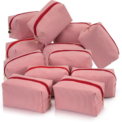Makeup Bag Travel Toiletry Bag for Women, Small Cosmetic Bags Cute Quilted Cotton Makeup Pouch for Purse Emergency Bag Pencil Case Accessory Bag, Pastel Pink