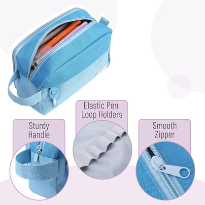 Mr. Pen- High Capacity Pencil Case, Large Pencil Pouch with 3 Compartments and 2 Pockets, Large Pencil Bag with Smooth Zipper, Cute Pencil Case Pouch Organizer, School Supplies for Teens