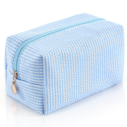 Makeup Bag Travel Toiletry Bag for Women, Small Cosmetic Bags Cute Quilted Cotton Makeup Pouch for Purse Emergency Bag Pencil Case Accessory Bag, Pastel Pink