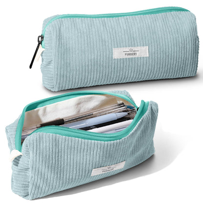 Soft Corduroy Pencil Case Pouch - Small Stationery Pen Bag Apricot