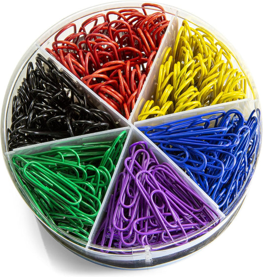 Officemate PVC Free Color Coated Paper Clips, 450 Per Tub Office Paper Clamp (97229)