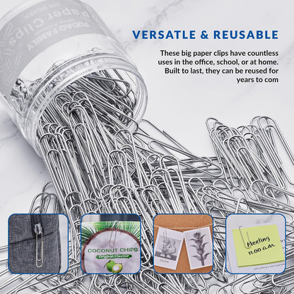 Jumbo Paper Clips, 2 Inch Paper Clip, 200 pcs Large Paperclips
