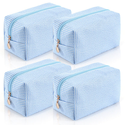 Makeup Bag Travel Toiletry Bag for Women, Small Cosmetic Bags Cute Quilted Cotton Makeup Pouch for Purse Emergency Bag Pencil Case Accessory Bag, Pastel Pink