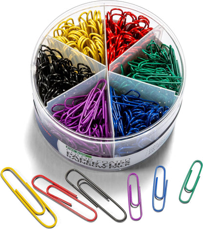 Officemate PVC Free Color Coated Paper Clips, 450 Per Tub Office Paper Clamp (97229)