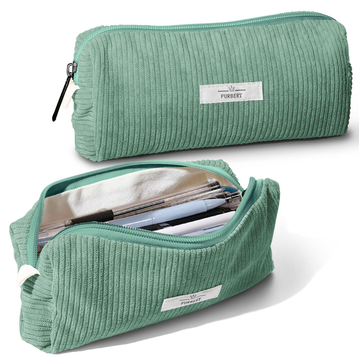 Soft Corduroy Pencil Case Pouch - Small Stationery Pen Bag Apricot