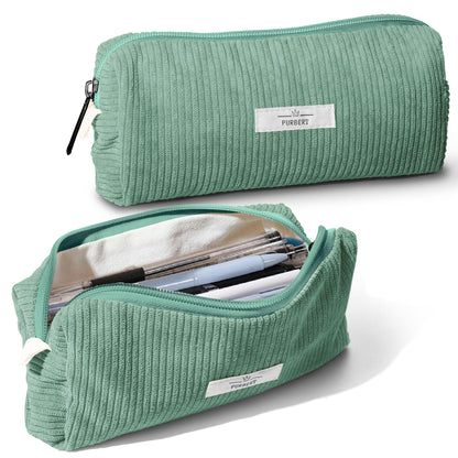 Soft Corduroy Pencil Case Pouch - Small Stationery Pen Bag Apricot