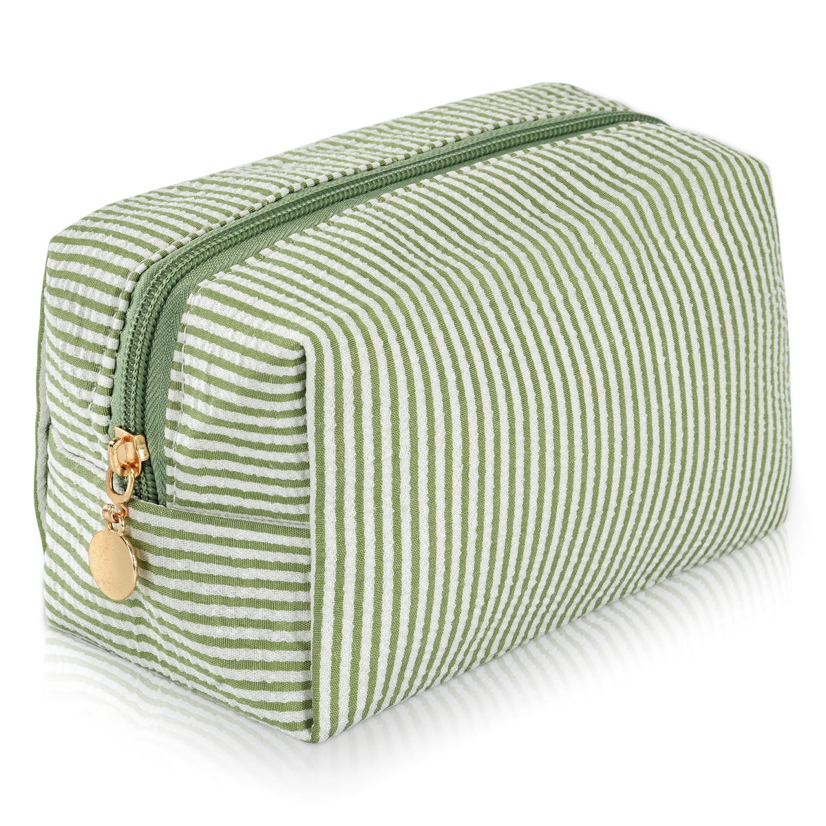 Makeup Bag Travel Toiletry Bag for Women, Small Cosmetic Bags Cute Quilted Cotton Makeup Pouch for Purse Emergency Bag Pencil Case Accessory Bag, Pastel Pink