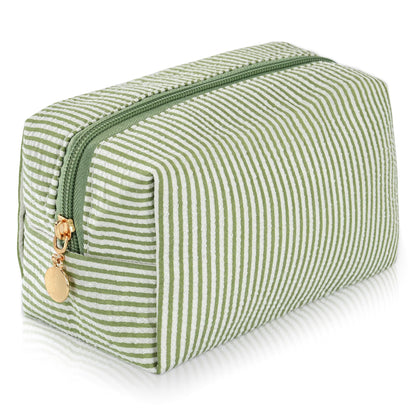 Makeup Bag Travel Toiletry Bag for Women, Small Cosmetic Bags Cute Quilted Cotton Makeup Pouch for Purse Emergency Bag Pencil Case Accessory Bag, Pastel Pink