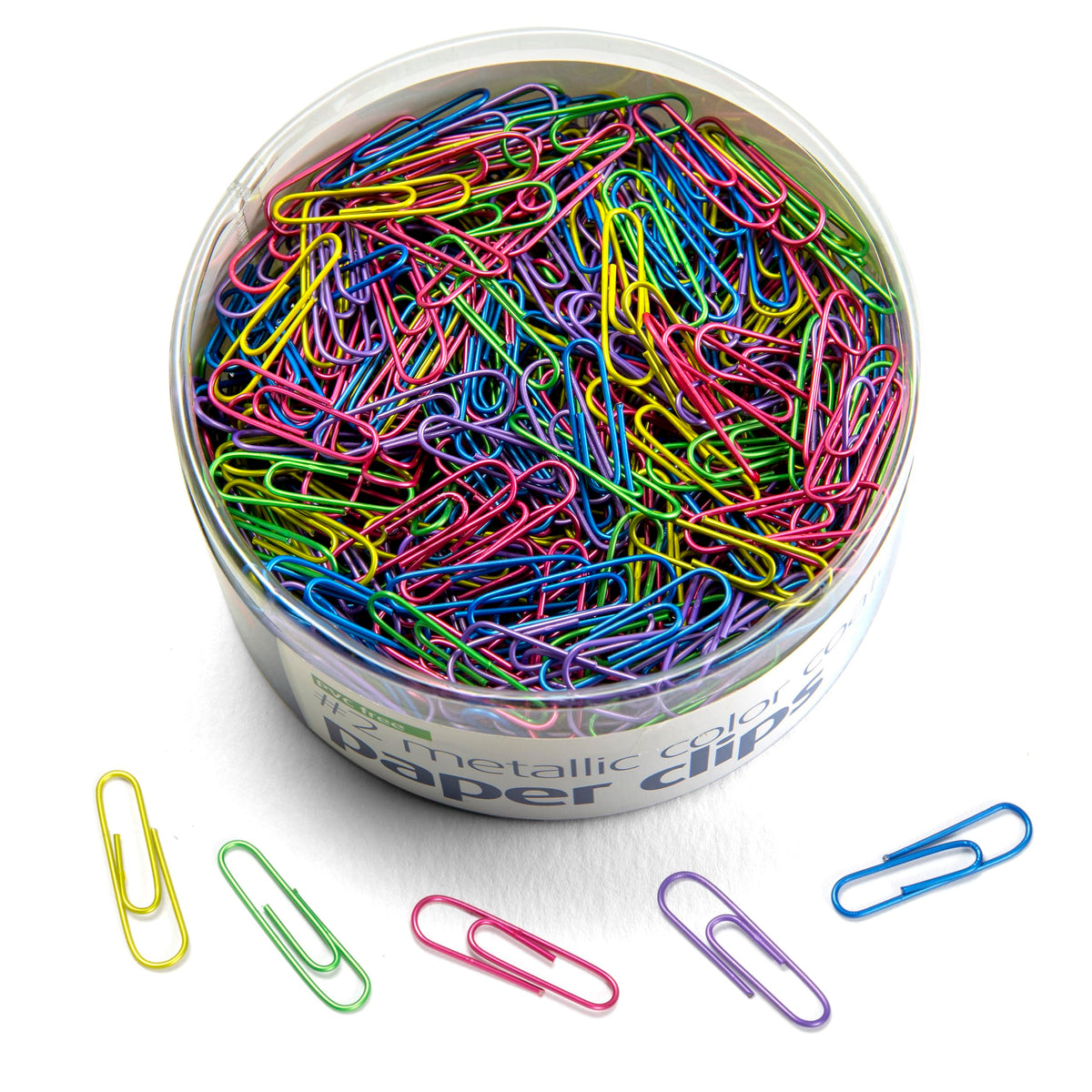 Officemate PVC Free Color Coated Paper Clips, 450 Per Tub Office Paper Clamp (97229)